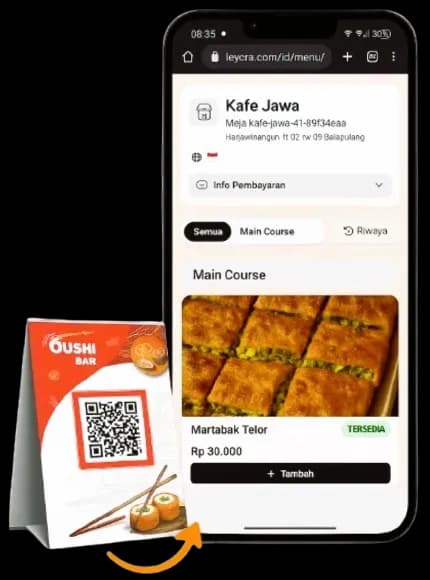 Tampilan Digital Menu & QR Code di Leycra