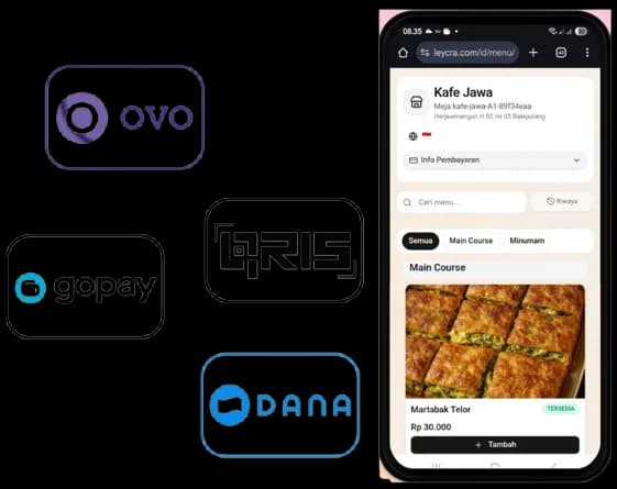 Tampilan Integrasi Pembayaran Digital di Leycra